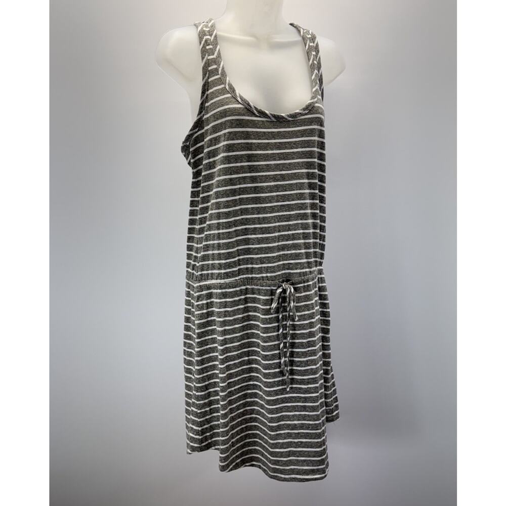 GAP Grey White Stripe Sleeveless Cotton Summer Sun Dress M 34” Soft and Comfy